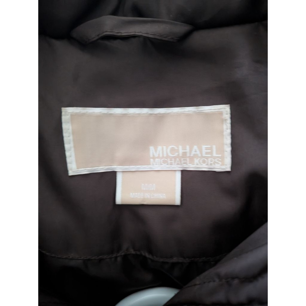 Women's Michael Kors Brown Puffer Coat with Faux Fur Hood M - Picture 5 of 7